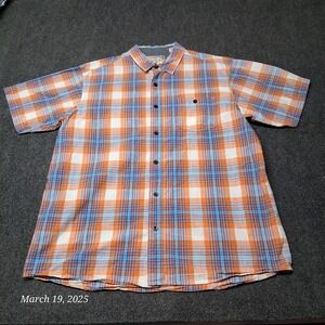 Red Head Brand Co. Button Up Plaid Colorful Orange Blue Shirt Men Sz XL